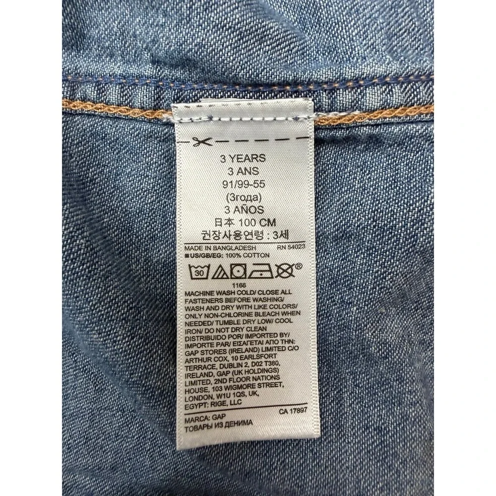 GAP Kids Denim Western Shirt 3 Years Snap Button Long Sleeve Blue Toddler
